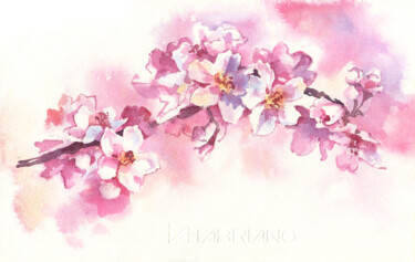 "Premonition of Spring" watercolour of a blossoming apricot Ζωγραφική με τίτλο ""Premonition of Spr…" από Ksenia Selianko, Αυθεντικά έργα τέχνης, Ακουαρέλα
