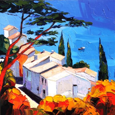 Painting titled "Au bord de l'eau" by Pierrick Tual, Original Artwork, Oil