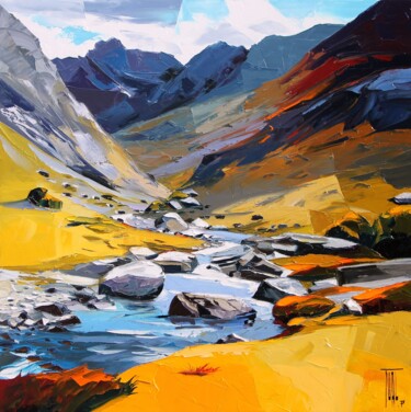 Schilderij getiteld "Au fil de l'eau" door Pierrick Tual, Origineel Kunstwerk, Olie