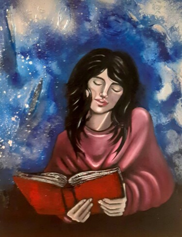 Schilderij getiteld "Open" door Grazia Cantatore, Origineel Kunstwerk, Olie Gemonteerd op Frame voor houten brancard