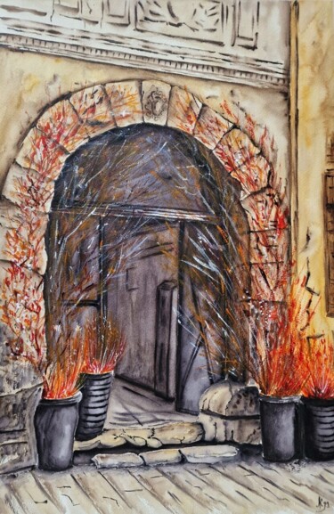 Painting titled "Somewhere in Lviv" by Olena Yemelianova, Original Artwork, Watercolor