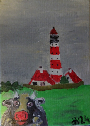 Peinture intitulée "Leuchtturm Westerhe…" par Dieter Hamm, Œuvre d'art originale, Acrylique