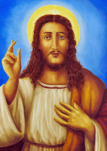 Картина под названием "Christ Bénissant" - Mario Sepulcre, Подлинное произведение искусства, Масло
