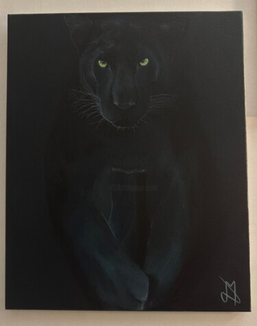 Peinture intitulée "Panthère Noire" par Meline Delpierre, Œuvre d'art originale, Acrylique Monté sur Châssis en bois