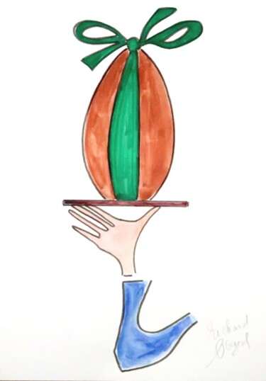 JOYEUSES PAQUES Dessin intitulée "JOYEUSES PAQUES" par Richard Boigeol, Œuvre d'art originale, Encre