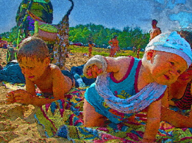 Digital Arts titled "на пляже  on the be…" by Dima Dima Vil Ms Wilms (Rok Zivopisec Rock Painter), Original Artwork, Manipul…