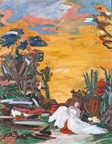 Melancholy of Loneliness Schilderij getiteld "Melancholy of Lonel…" door Emili Vit, Origineel Kunstwerk, Olie Gemonteerd op Frame voor houten brancard