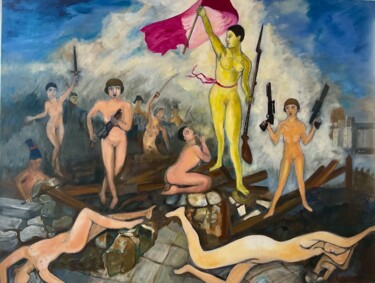 La liberté guidant les femmes 绘画 标题为“La liberté guidant…” 由Valerie Laubie, 原创艺术品, 丙烯 安装在木质担架架上