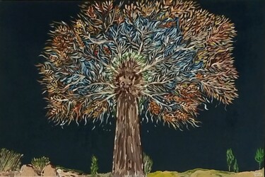 "Auprès de mon arbre" Painting titled ""Auprès de mon arbr…" by Sylvie Vaudon, Original Artwork, Acrylic Mounted on Wood Stretcher frame