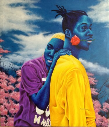 Pittura intitolato "Entre ère de glace…" da Valentin Cyrille Evegue, Opera d'arte originale, Acrilico Montato su Telaio per…