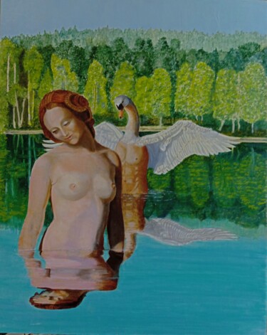 제목이 "Leda e il cigno"인 미술작품 Cigno로, 원작, 기름