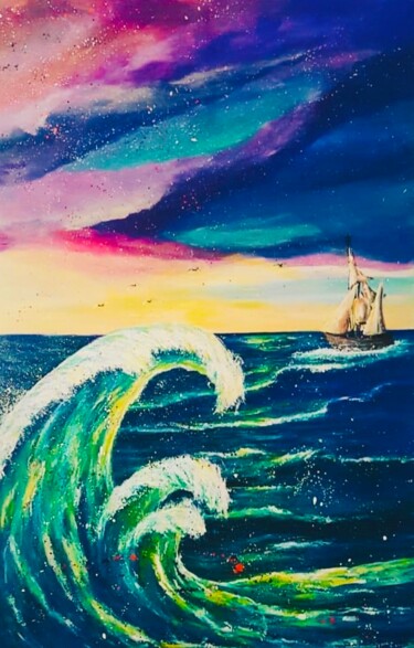 Painting titled "LA LUMIÈRE DE MON C…" by Noura.Sb, Original Artwork, Acrylic