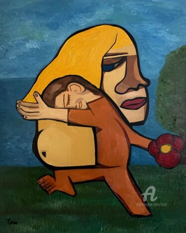 Painting titled "“A Childhood Memory”" by Tau, Original Artwork, Oil