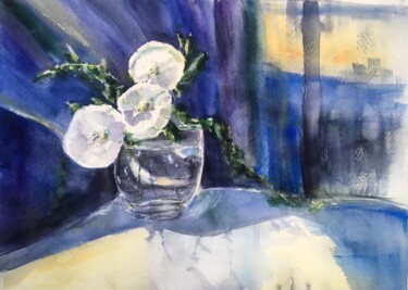 Peinture intitulée "The white flowers" par Tania Aleksandrova, Œuvre d'art originale, Aquarelle