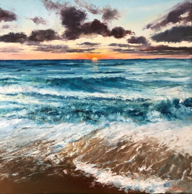 Peinture intitulée "Sound of the sea" par Martina Krupičková, Œuvre d'art originale, Huile Monté sur Châssis en bois