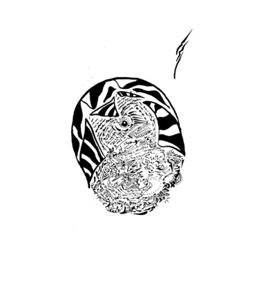 Рисунок под названием "Шлем" - Vladimir Pi, Подлинное произведение искусства, Чернила