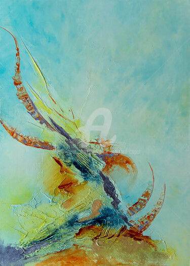 Painting titled "Océane" by Françoise Dugourd-Caput, Original Artwork, Oil Mounted on Wood Stretcher frame