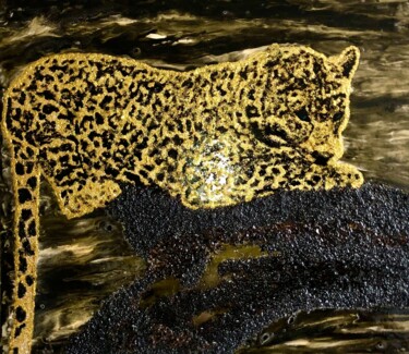 绘画 标题为“Leopard on vacation” 由Machnolga, 原创艺术品, 丙烯 安装在木板上