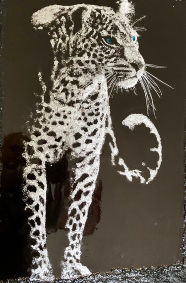 绘画 标题为“silver leopard” 由Machnolga, 原创艺术品, 丙烯 安装在其他刚性面板上