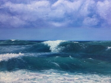 Painting titled "The Waves" by Sergei Jermolajev, Original Artwork, Oil