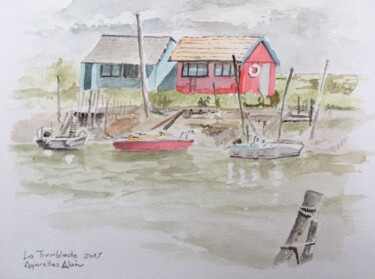 Pintura intitulada "1708 La Tremblade B" por Aquarelles-Alain, Obras de arte originais, Aquarela