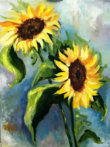 Painting titled "A perfect match" by Sasha Snegir, Original Artwork, Oil Mounted on Wood Stretcher frame