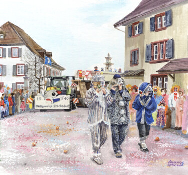 绘画 标题为“Fasnacht Kinderumzu…” 由Anastasia Ofitserova, 原创艺术品, 丙烯