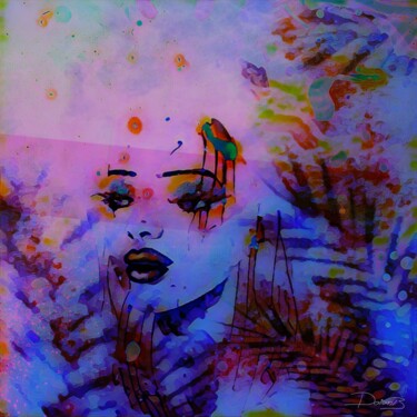 Portrait en bleu mauve