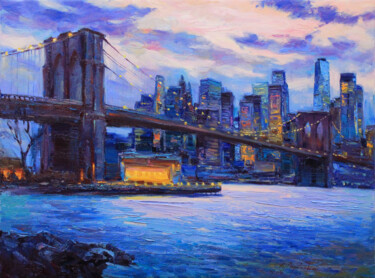 绘画 标题为“Brooklyn Bridge” 由Alisa Onipchenko-Cherniakovska, 原创艺术品, 油 安装在木质担架架上
