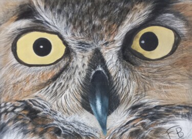 绘画 标题为“Le hibou” 由Symélia Art, 原创艺术品, 粉彩