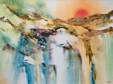 Peinture intitulée "Energies vibrations…" par Gabor, Œuvre d'art originale, Aquarelle