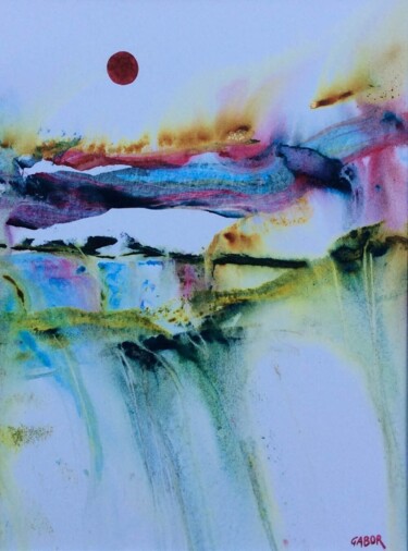 Peinture intitulée "Energies vibrations…" par Gabor, Œuvre d'art originale, Aquarelle