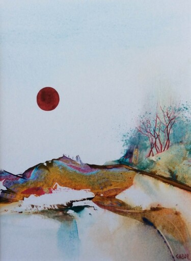 Peinture intitulée "Energies vibrations…" par Gabor, Œuvre d'art originale, Aquarelle