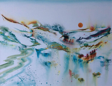 Peinture intitulée "Energies vibrations…" par Gabor, Œuvre d'art originale, Aquarelle
