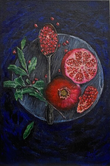 Painting titled "Сочный гранат" by Alla Aleksandrova, Original Artwork, Acrylic