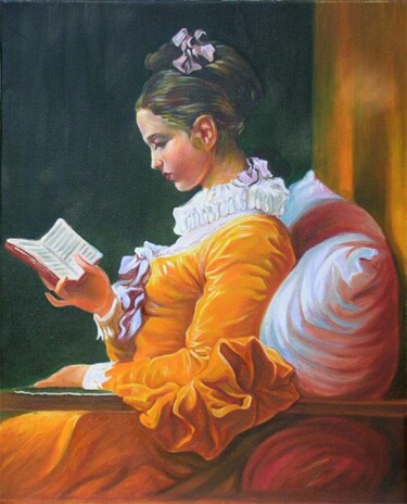 Peinture intitulée "La liseuse" par Laurent Bussiere (hellbay), Œuvre d'art originale
