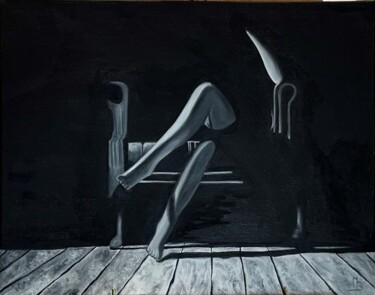 Peinture intitulée "JE T'ATTEND" par Marion Bonet, Œuvre d'art originale, Huile Monté sur Châssis en bois