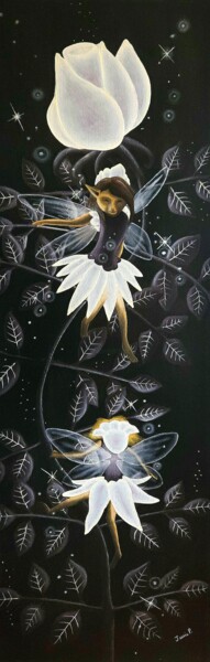 Les fées et la rose Ζωγραφική με τίτλο "Les fées et la rose" από Jessie Poitras (La Panthère Blanche JP), Αυθεντικά έργα τέχνης, Λάδι Τοποθετήθη…