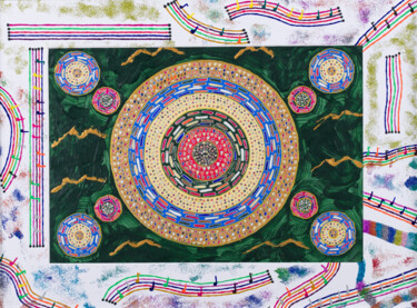 绘画 标题为“Un oiseau Une note” 由Vincent Schurck, 原创艺术品, 丙烯 安装在木质担架架上