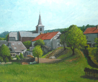 Schilderij getiteld "Deigné" door Pierre Collette, Origineel Kunstwerk, Olie