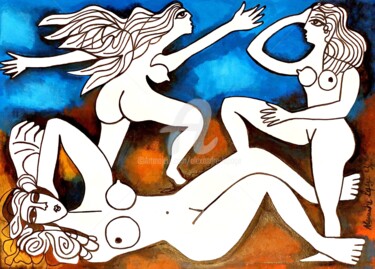 Jeux de plage Peinture intitulée "Jeux de plage" par Alexandre Lepage, Œuvre d'art originale, Acrylique