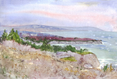 ORIGINAL WATERCOLOR PAINTING Seascape #2 Картина под названием "ORIGINAL WATERCOLOR…" - Alexandra Zatelepina, Подлинное произведение искусства, Акварель