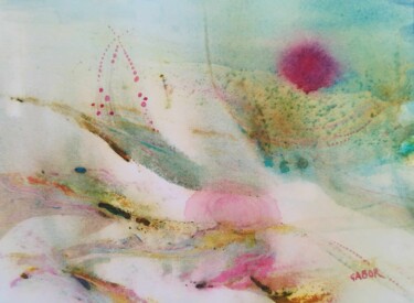 Peinture intitulée "Energies vibrations…" par Gabor, Œuvre d'art originale, Aquarelle
