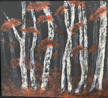 Painting titled "Automne" by Francine Darnaud, Original Artwork, Acrylic Mounted on Wood Panel