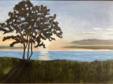 Painting titled "Crépuscule" by Francine Darnaud, Original Artwork, Oil Mounted on Cardboard