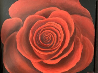 Painting titled "Passion" by Francine Darnaud, Original Artwork, Oil Mounted on Wood Stretcher frame