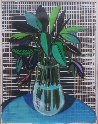 Peinture intitulée "Bouquet sur table b…" par Baptiste Laurent, Œuvre d'art originale, Acrylique