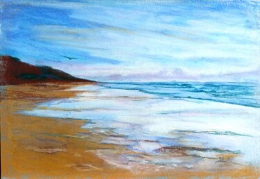 Plage Marée Basse Painting titled "Plage Marée Basse" by Sandrine Lefebvre, Original Artwork, Pastel