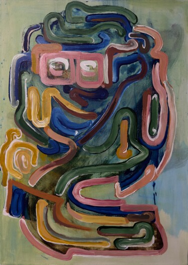 Silent happiness with pink glasses Pittura intitolato "Silent happiness wi…" da Aleksandr Pavelko, Opera d'arte originale, Acrilico