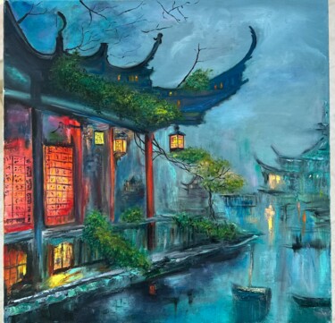 Painting titled "Japanese_inspiration" by Olga Minasyan, Original Artwork, Oil